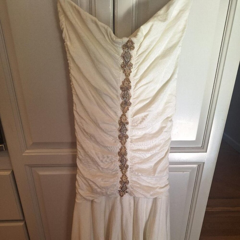 Vintage Velvet by Graham & Spencer White Cotton Cocktail Prom Maxi Dress -M- NWT